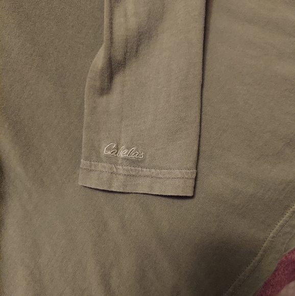 Cabela's army green cotton long sleeve shirt - Picture 3 of 7